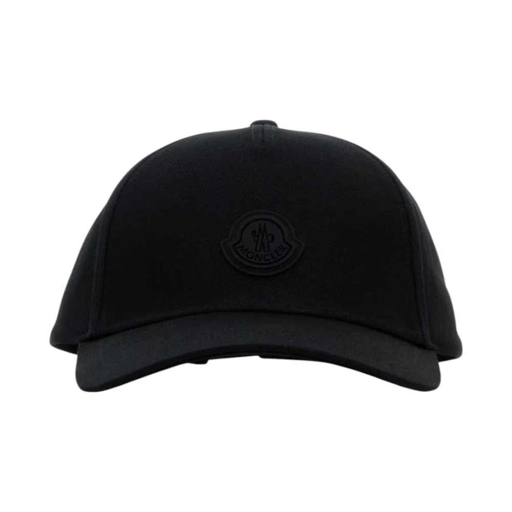 Moncler Zwarte Katoenen Baseballpet Logo Black Unisex