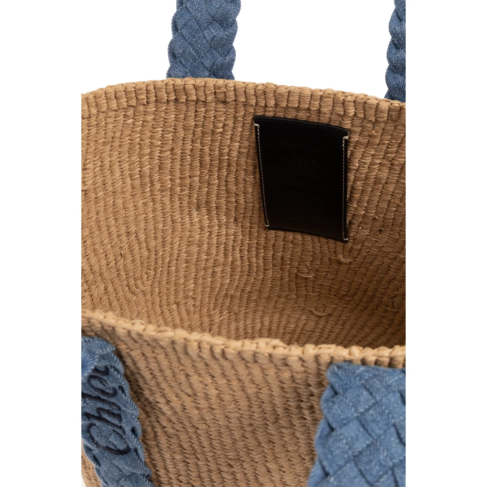 Chloé Handgeweven Beige Shopper Tas met Leren Afwerking Beige Dames