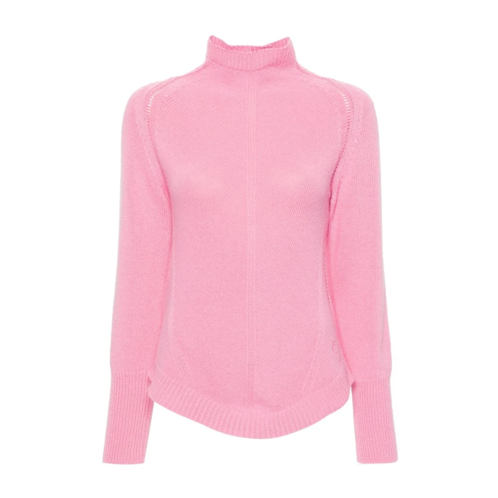 Pinko Zachte Wol Kasjmier Trui Hoge Hals Pink Dames