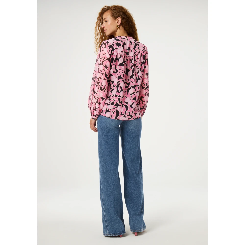 Fabienne Chapot Bloemenroze V-Hals Blouse Pink Dames