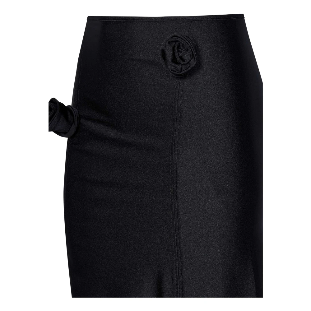 Coperni Zwarte Asymmetrische Midi Rok met Stoffen Bloemen Black Dames