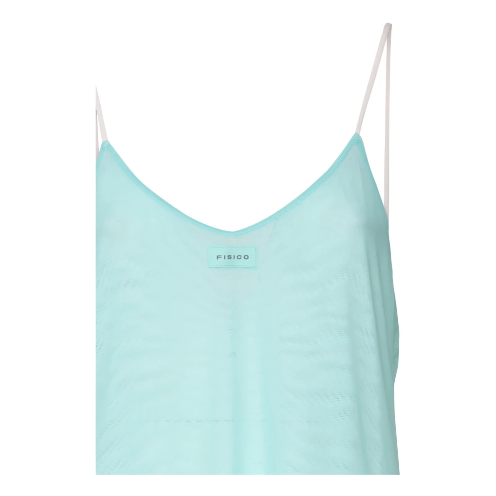 Fisico Aqua Viscose Jurk met Dunne Bandjes Blue Dames