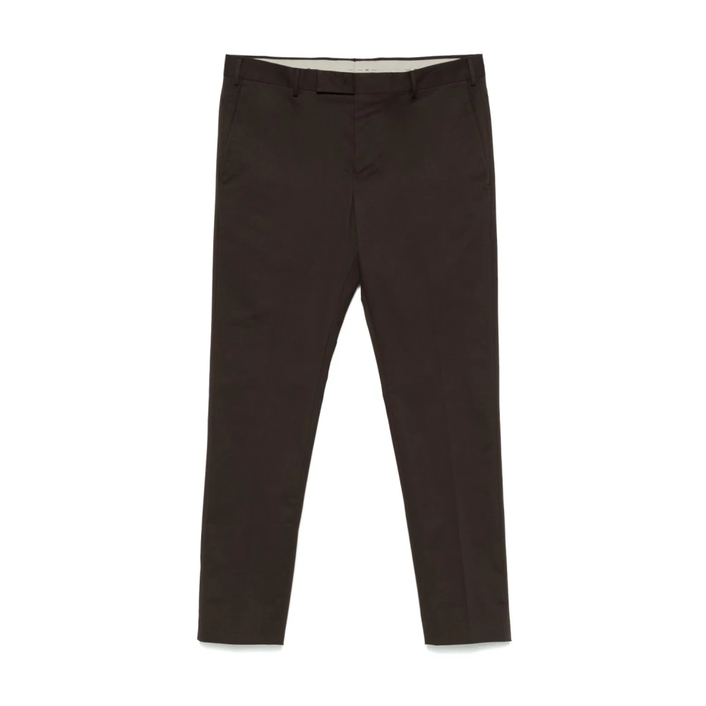 Pt Torino Men's Brown Slim-Fit Trousers, 2XL, Trousers With Concealed Fastening