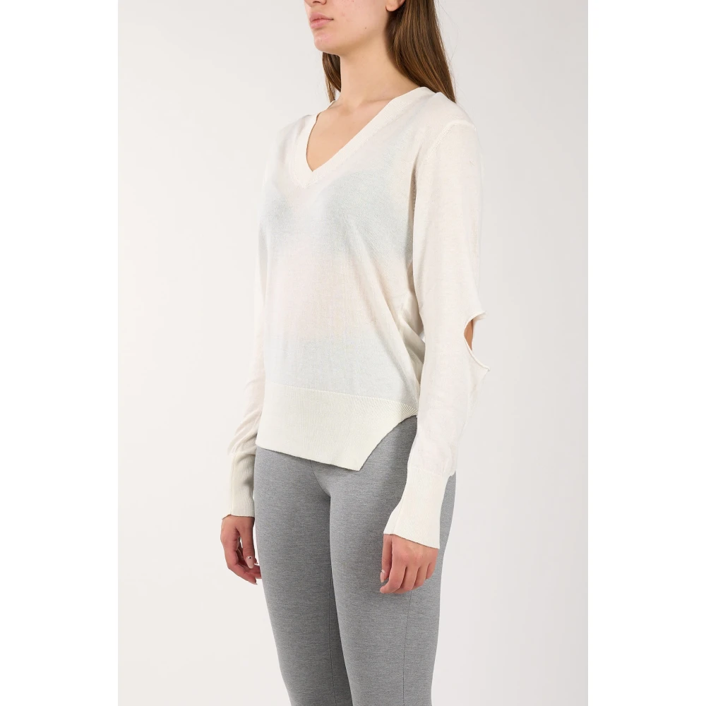 Akep V-hals Wollen Trui Beige Dames