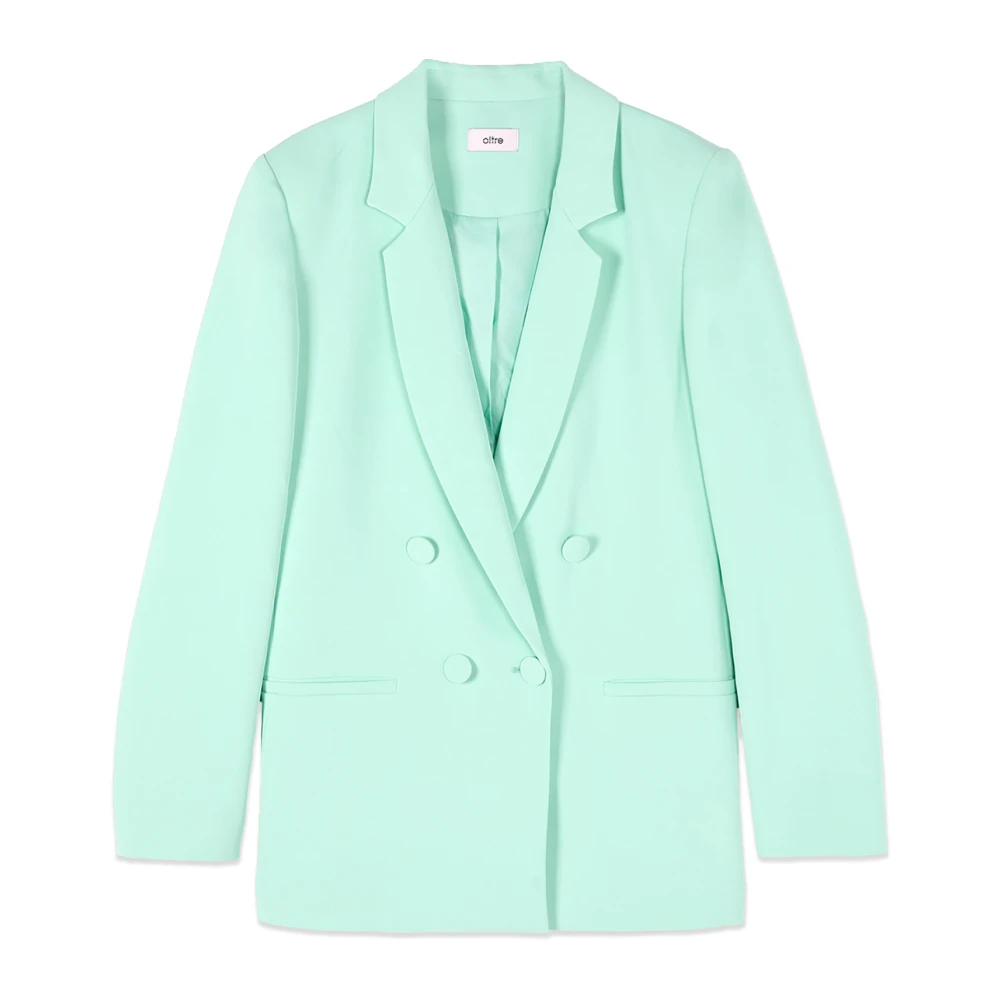 Oltre Donna Verde - Blazer Doppiopetto In Tessuto Crêpe - Jackets - L