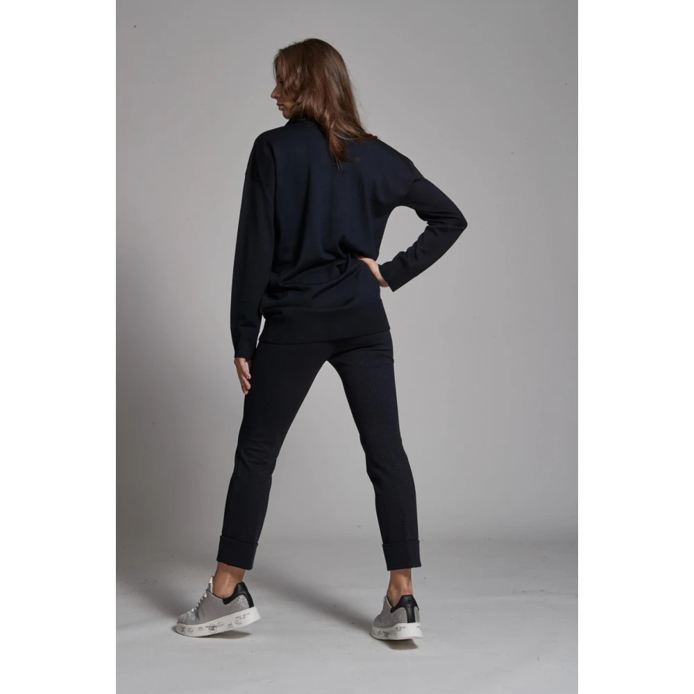 Via Masini 80 Strakke Broek met Omslag Blue Dames