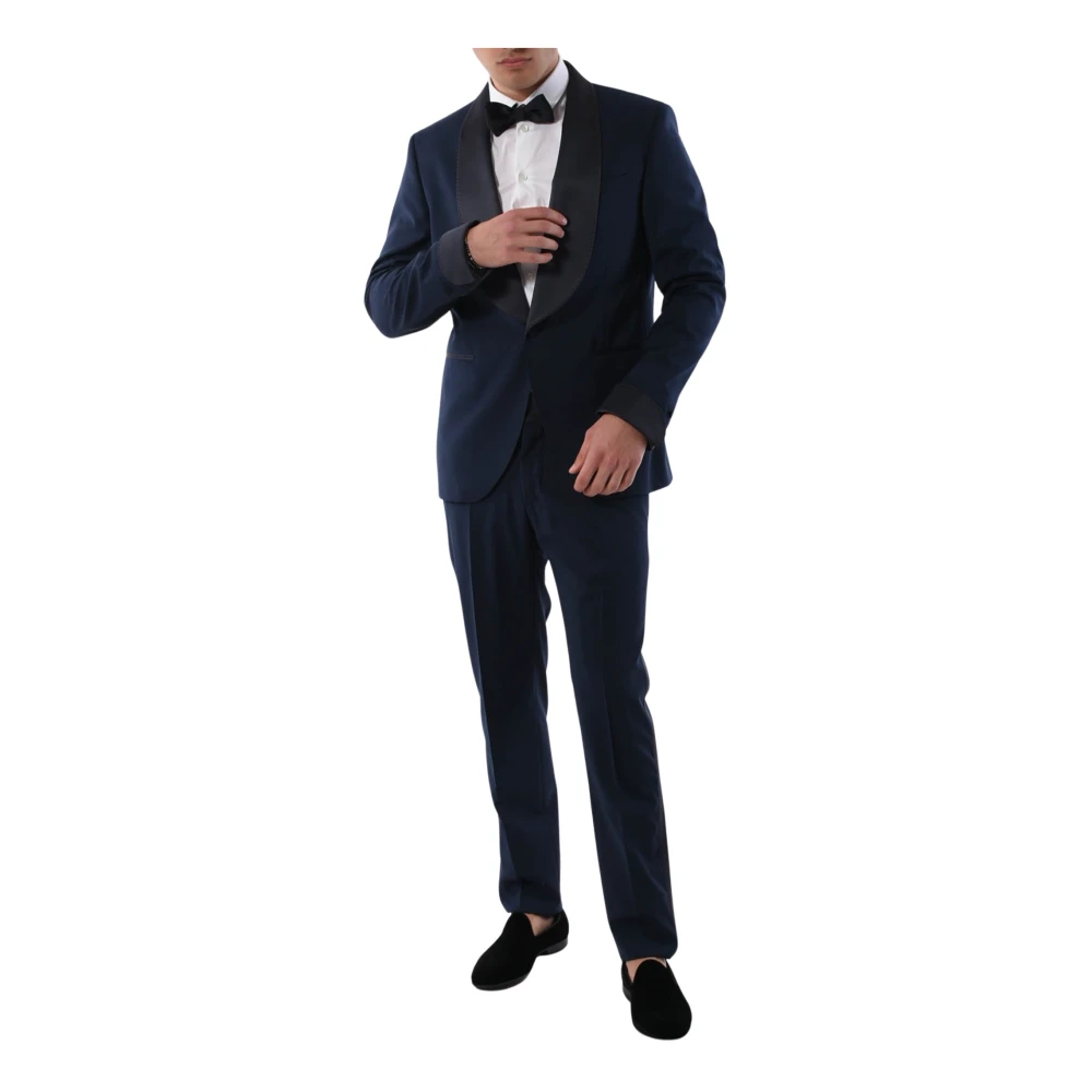 Paoloni Single Breasted Suits Blue Heren