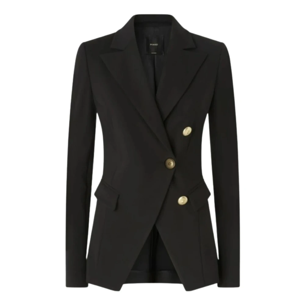 Pinko Women's Black Asymmetrical Button Jackets - Blazers - L - Jackets