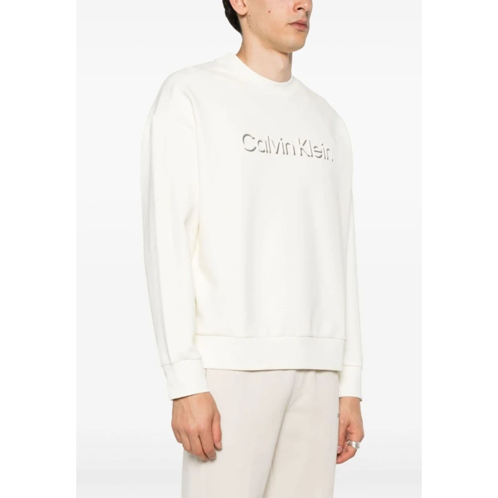 Calvin Klein Shadow Embossed Logo Trui White Heren