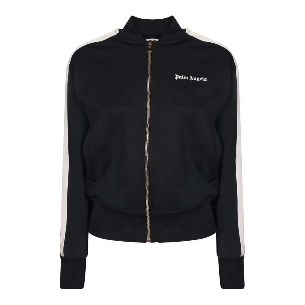 Palm Angels Women's Black Zip-Throughs, Xs, Logo-Embroidered Bomber Jacket