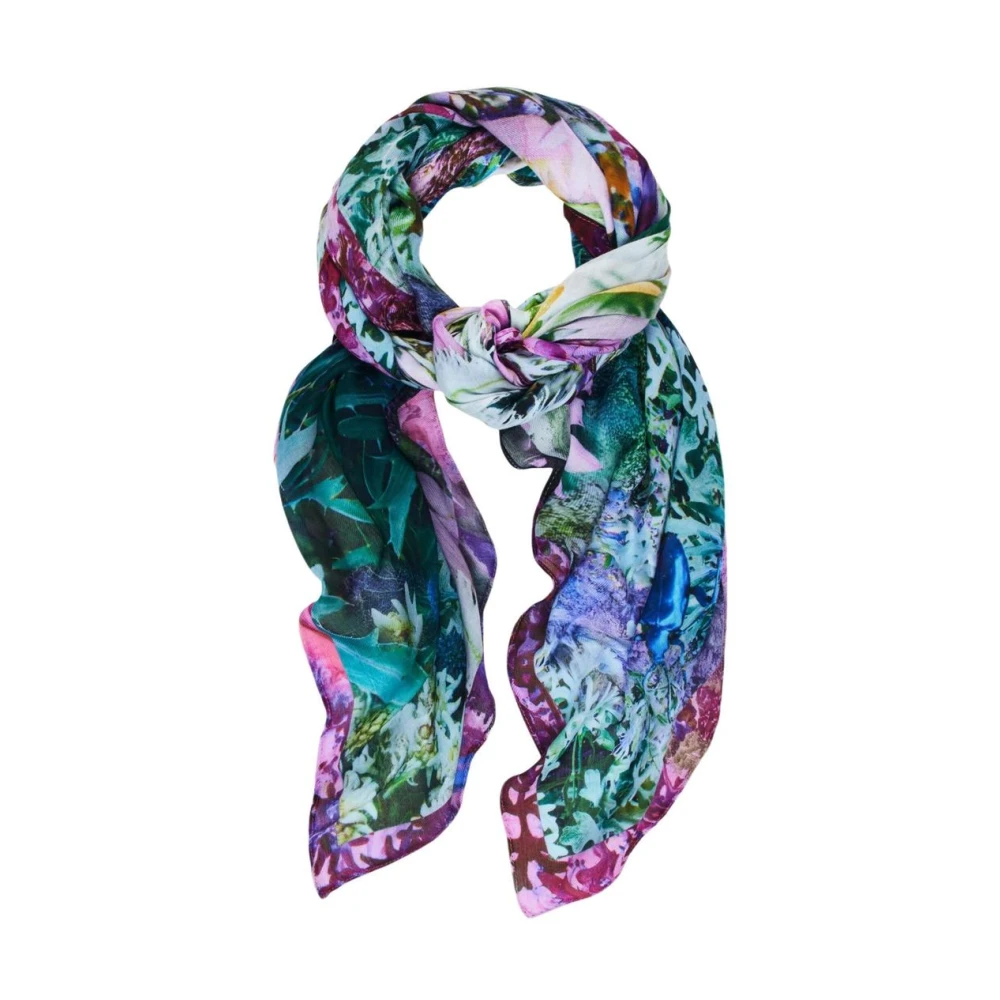 Desigual Women's Multicolor Scarves, One Size, Floral Pattern Viscose Scarf