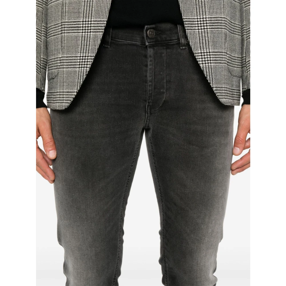 Dondup Skinny Denim Broek Rivet Detailing Gray Heren