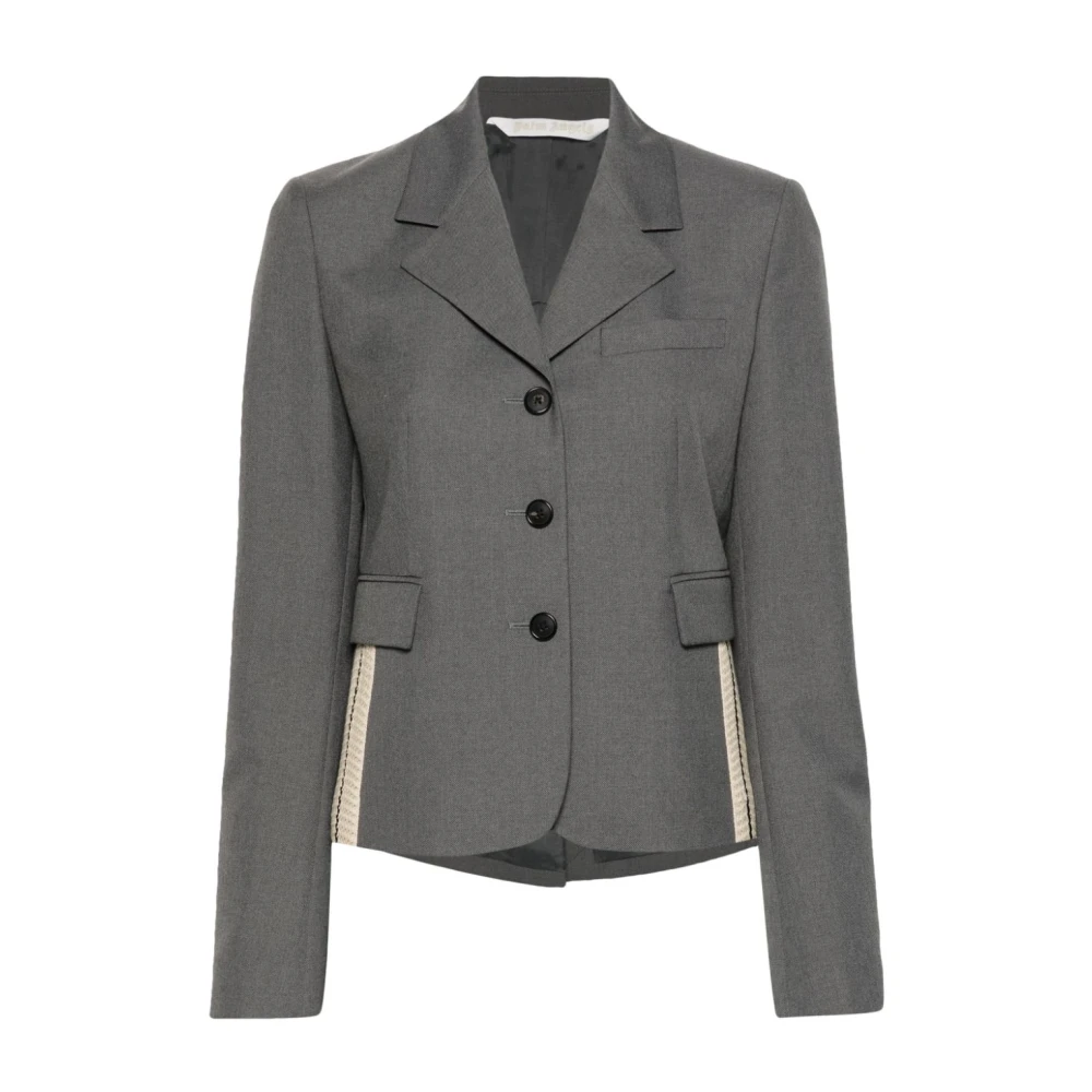 Palm Angels Grijze Gehaakte Panel Jas Gray Dames