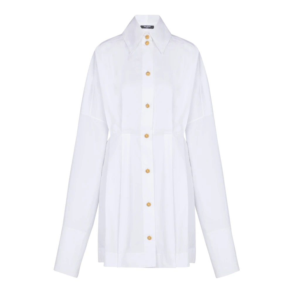 Balmain White Poplin Shirt Dress - Female - Shirt Dresses - S - Dresses