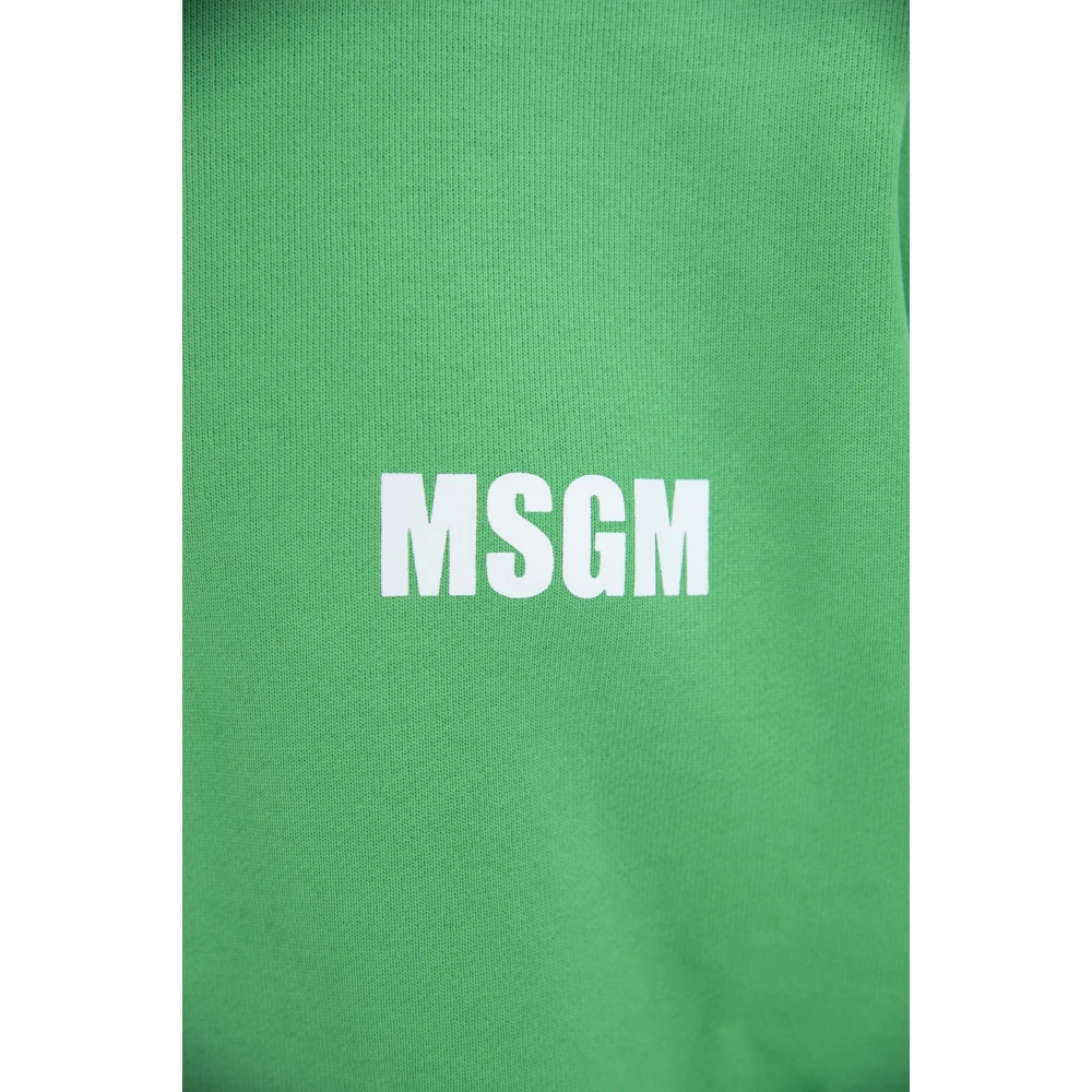 Msgm Heren Pullover Sweatshirt met Logo Print Green Heren