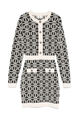 Svart Jacquard Logo Klänning