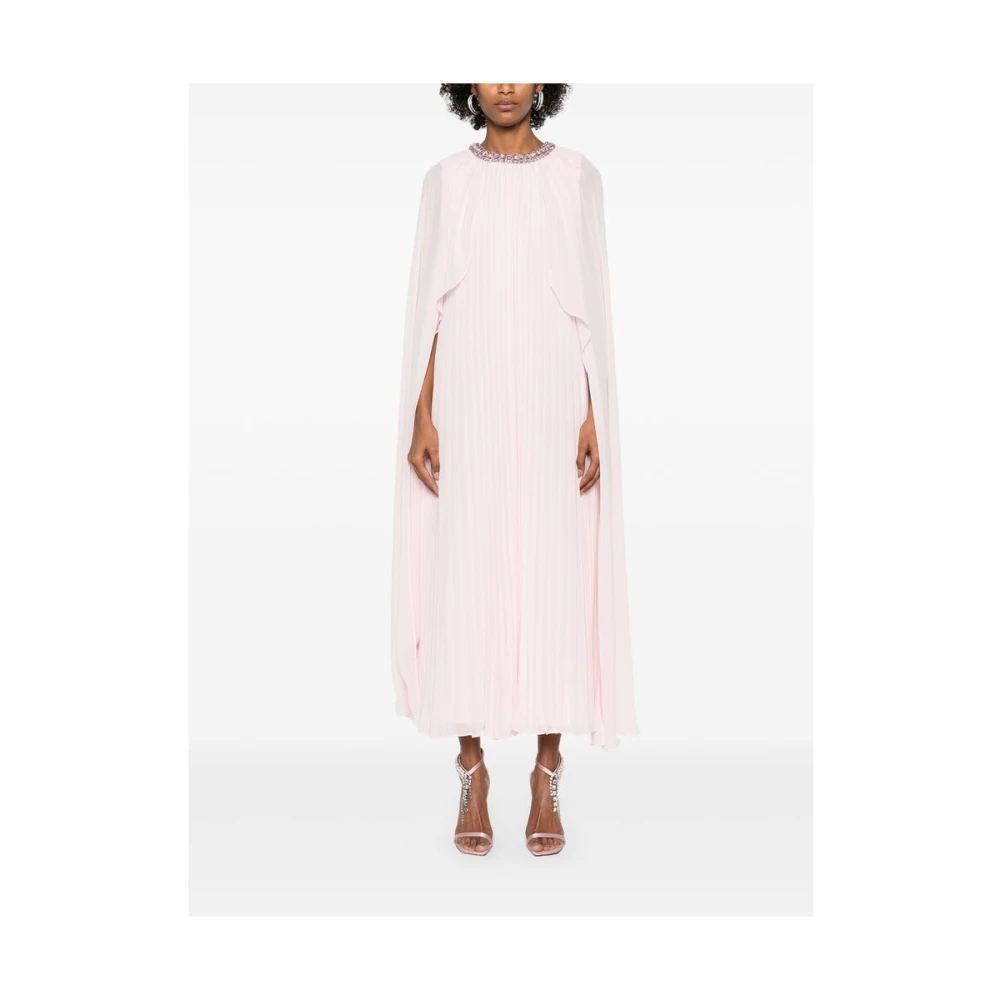 Self Portrait Kristalversierde Roze Plissé Jurk Pink Dames
