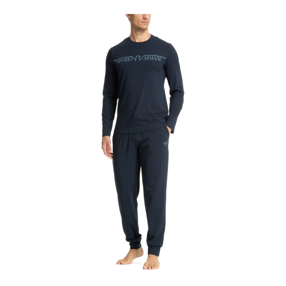 Emporio Armani Trekkoord Pyjamaset Gestreept & Effen Blue Heren
