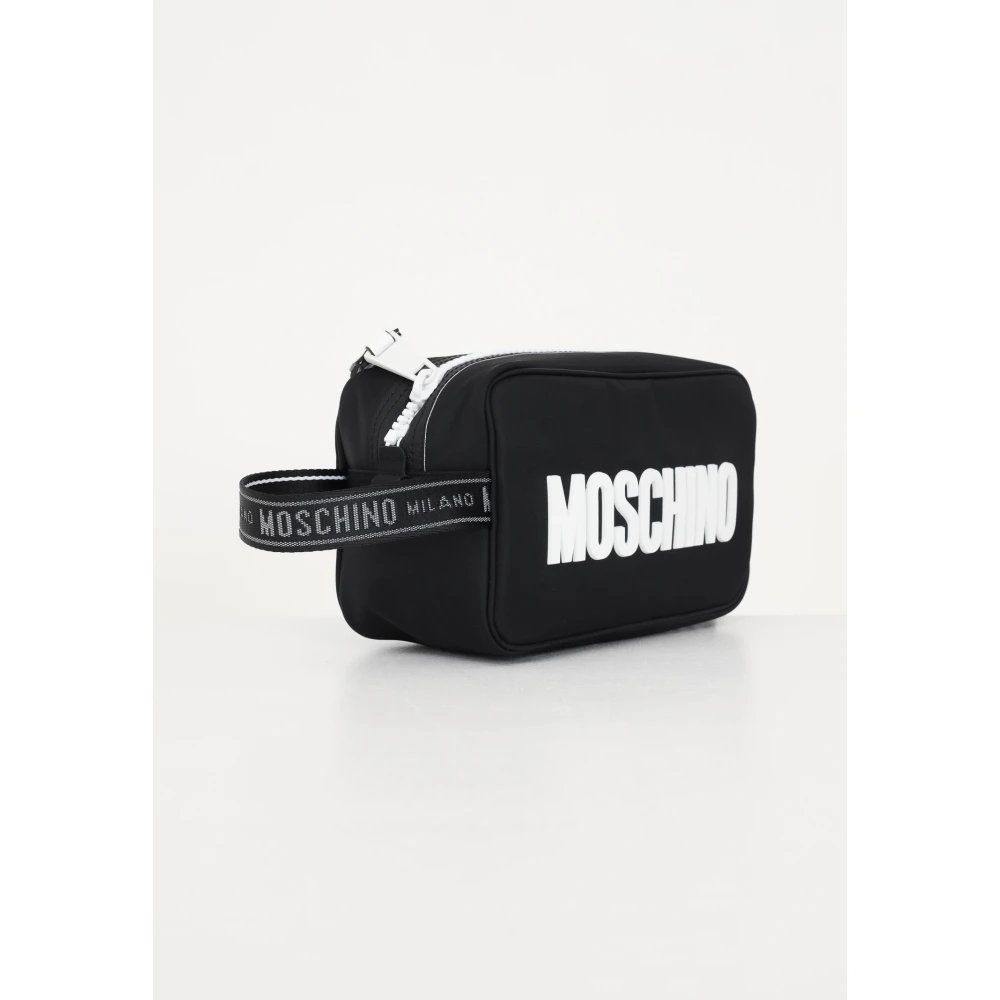 Moschino Zwarte en Witte Logo Tas voor Heren Multicolor Unisex