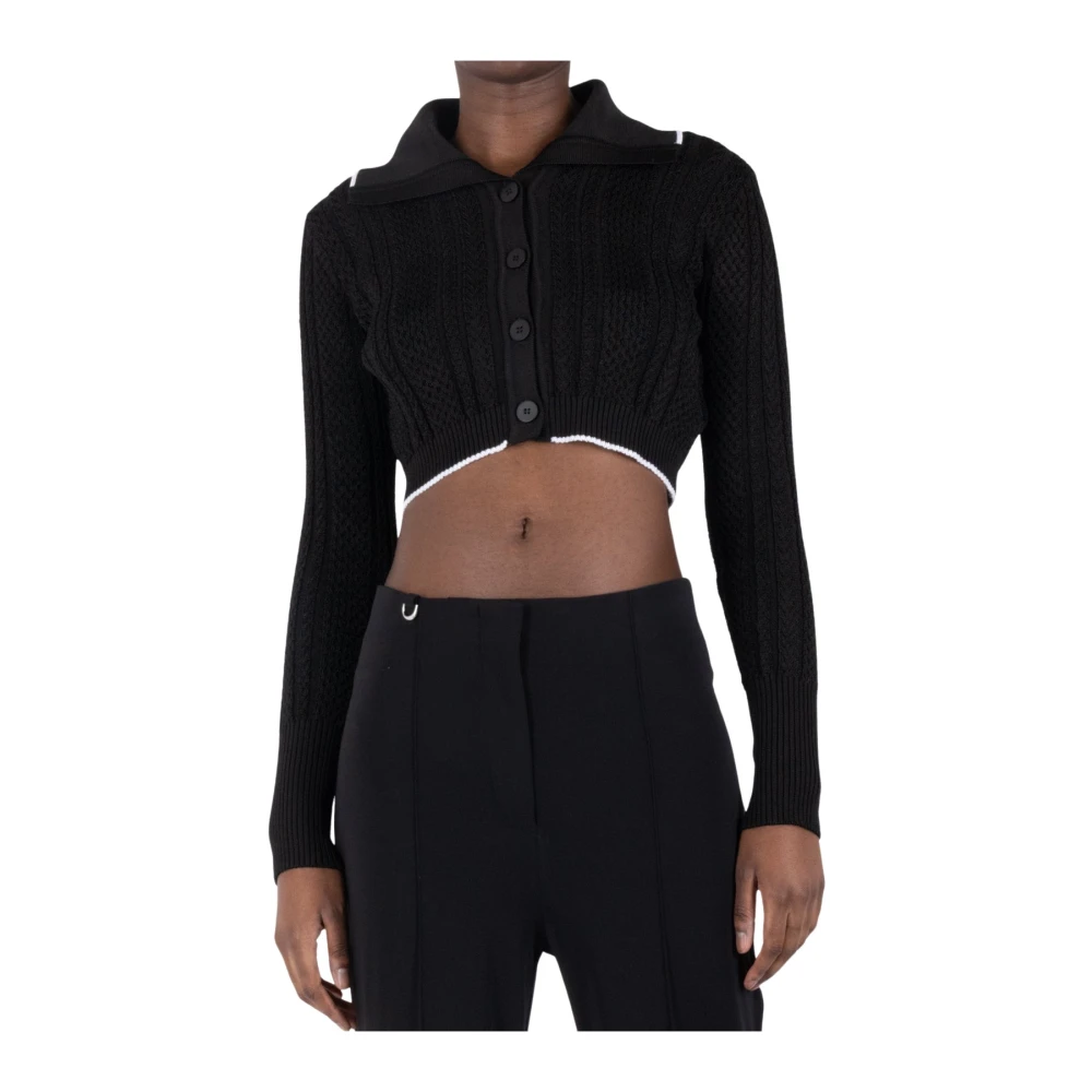 Jacquemus Korte Ribgebreide Vest Zwart Black Dames