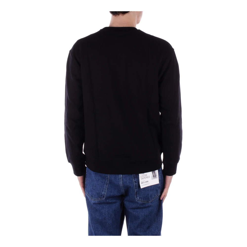 Guess Zwarte Logo Front Sweater Black Heren