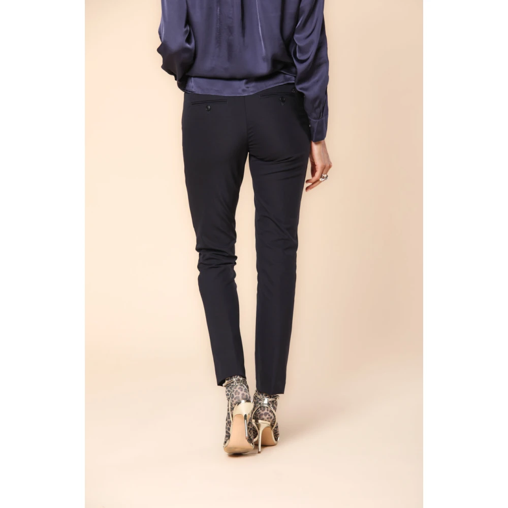 Mason's Slim Chino Broek in Donkerblauw Blue Dames
