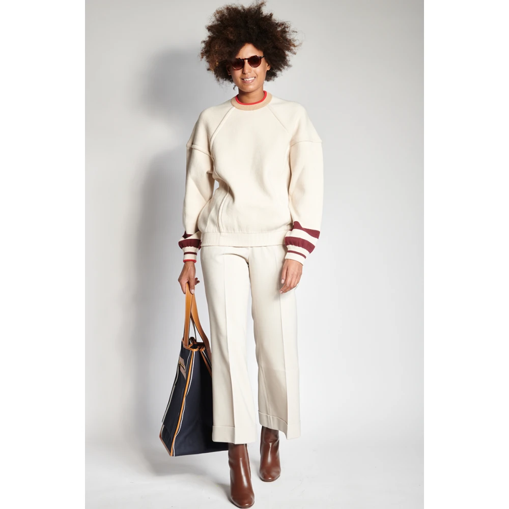 MRZ Ivoor Wol Kasjmier Crewneck Sweater Beige Dames