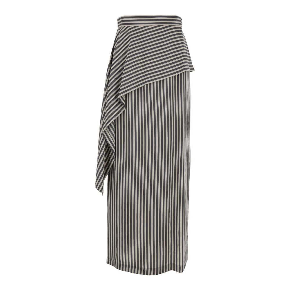 Tela Vrouw Grijs Asymmetrische Gestreepte Midi Rok