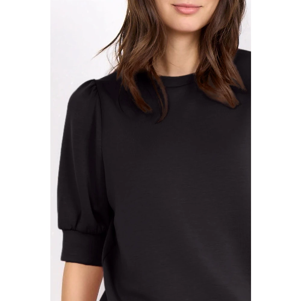Soyaconcept Zwarte Comfortabele Trui met Korte Mouwen Black Dames