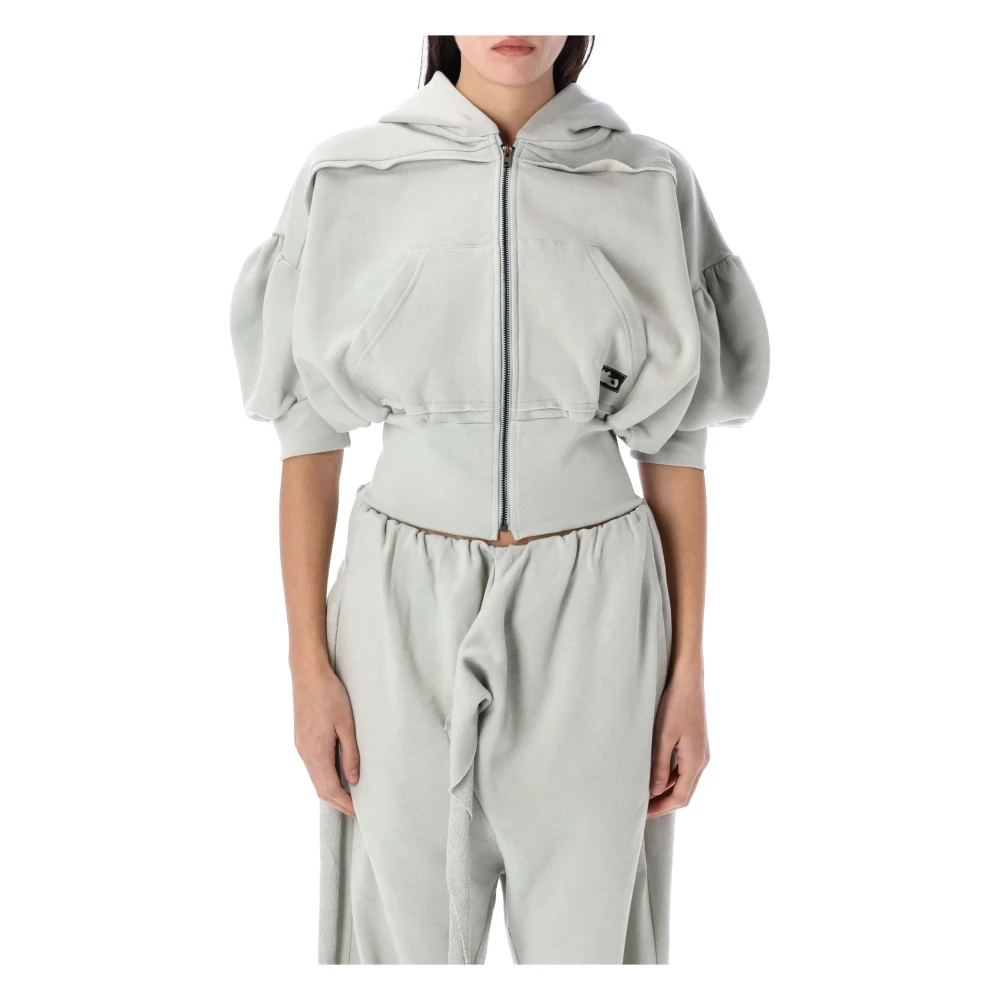 Ottolinger Grijze Gebreide Cropped Hoodie met Korte Mouwen Gray Dames