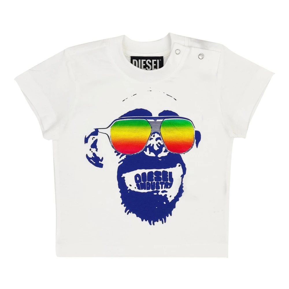 Diesel Boys White Tonkeyb T-Shirt - Kids Short Sleeve T-Shirts - 9 M - Kids