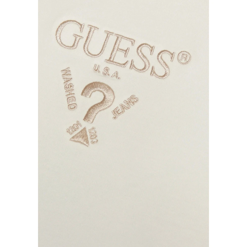 Guess Ecru Ronde Hals Korte Mouw T-Shirt White Dames