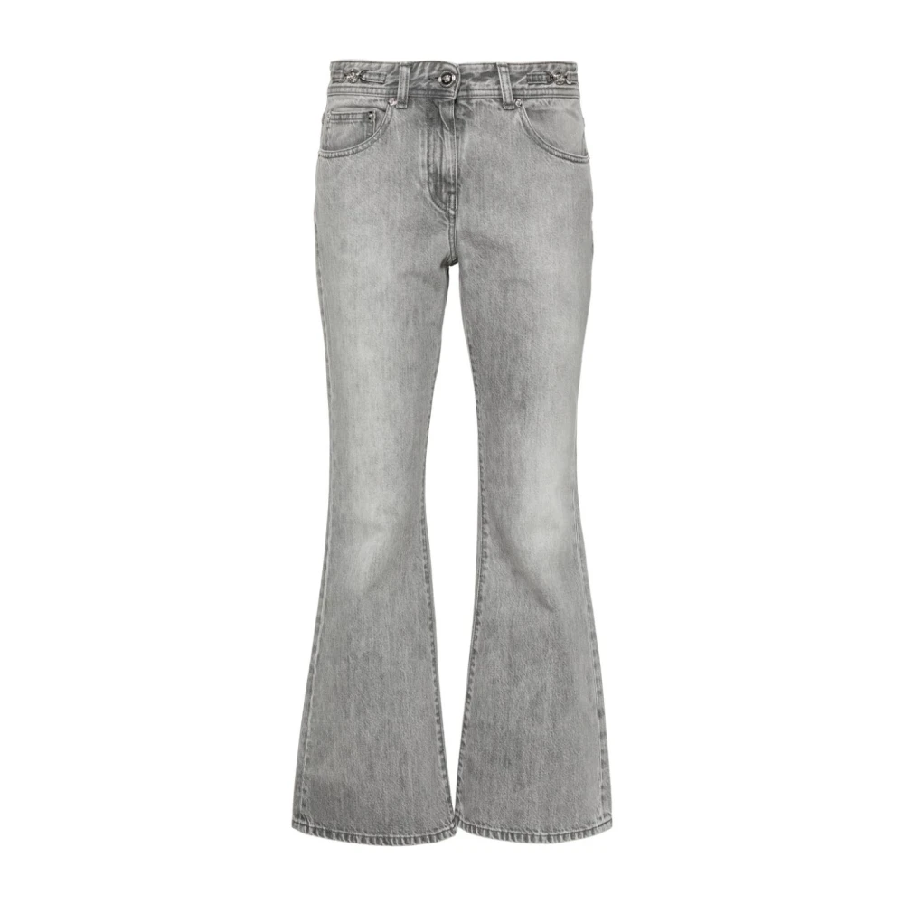 Versace Grijze Crop Flare Jeans Vrouwen Gray Dames