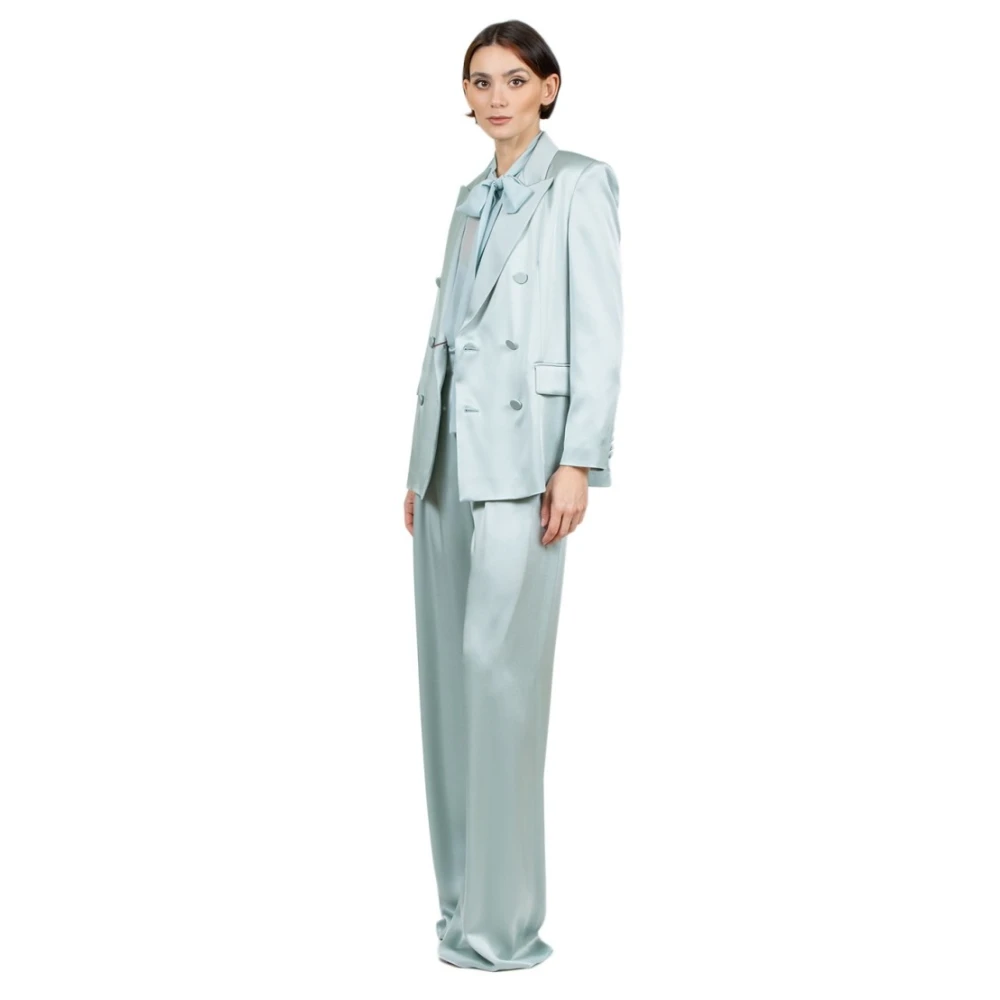 Max Mara Studio Roze Double-Breasted Jas Aquamarijn Kleur Blue Dames