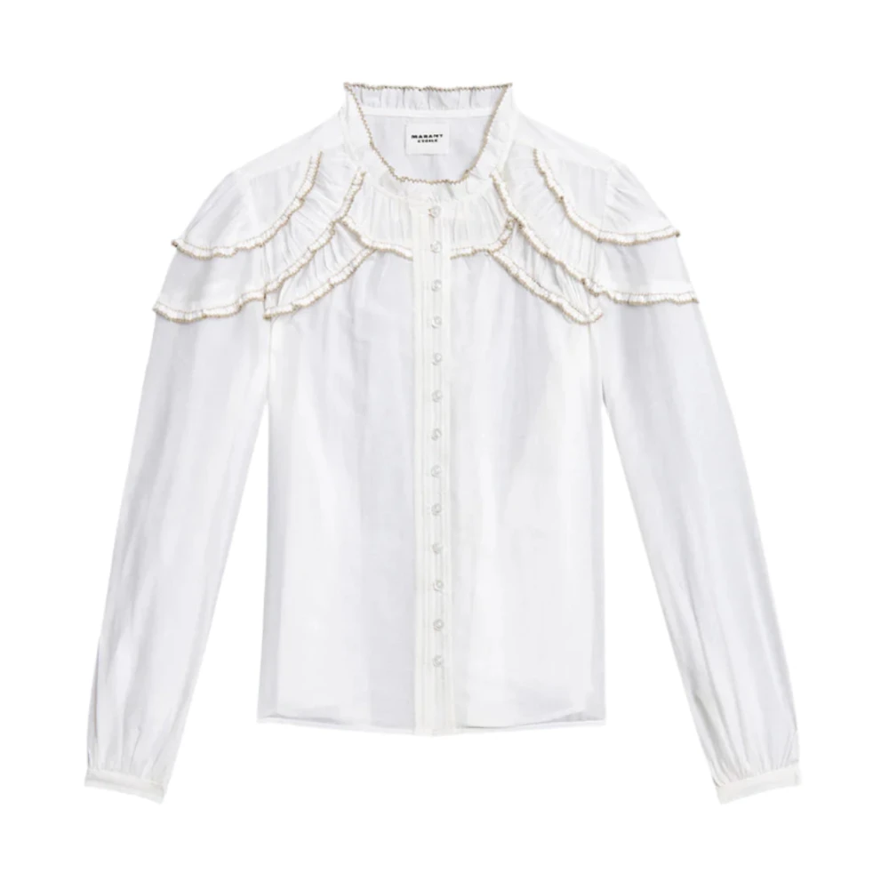 Isabel Marant Women's White Romantic Blouse With Ruffle Details - Shirts - S - Blouses & Shirts