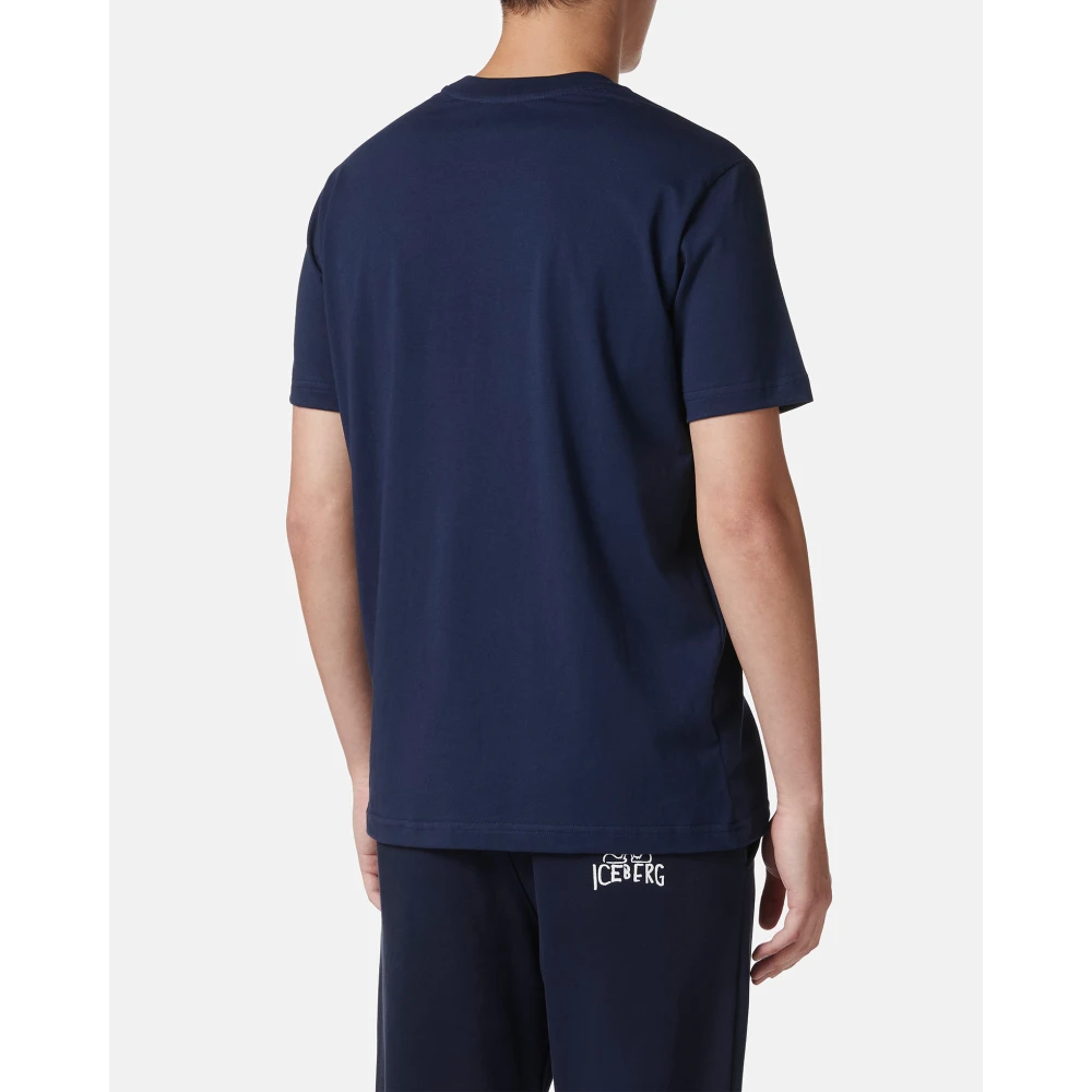Iceberg Blauw slim fit katoenen T-shirt met beerprint Blue Heren