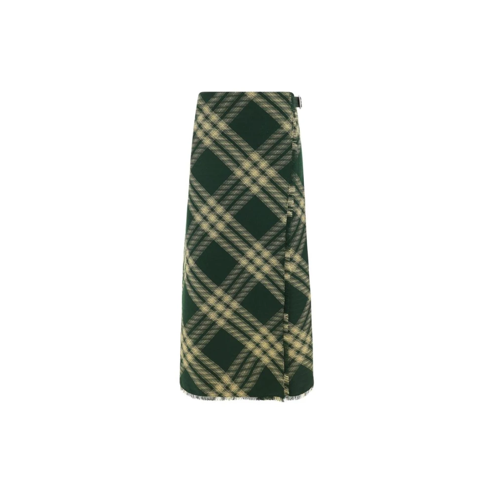 Burberry Check Wrap Midi Rok Green Dames