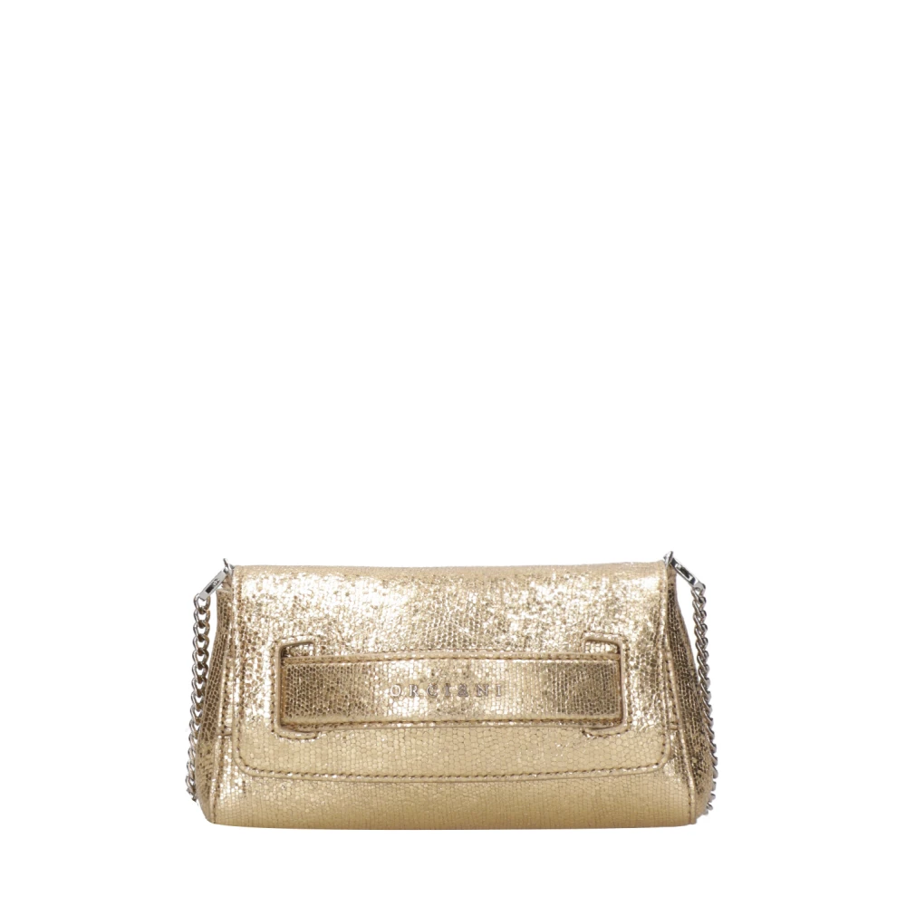 Orciani Gouden Metallic Leren Handtas met Kwast Yellow Dames