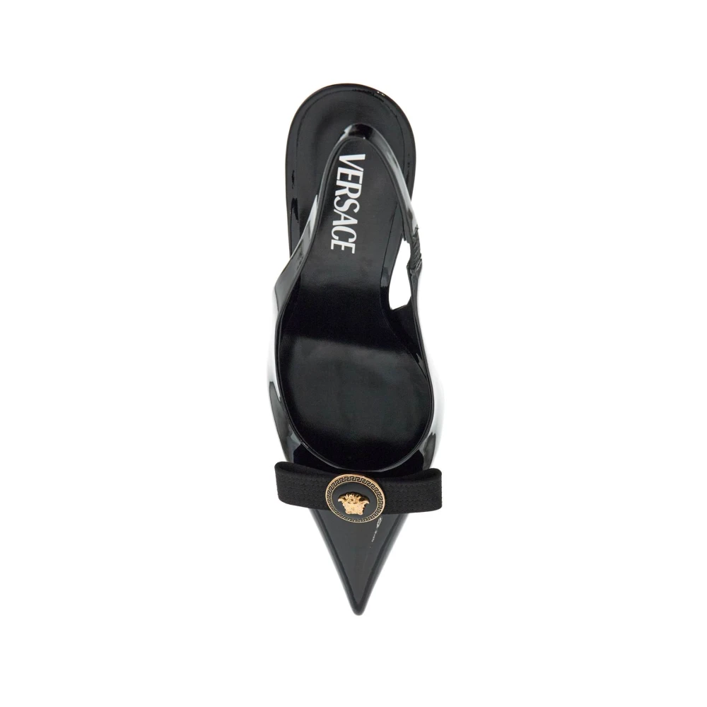 Versace Ribbon Slingback Patent Leren Hakken Black Dames