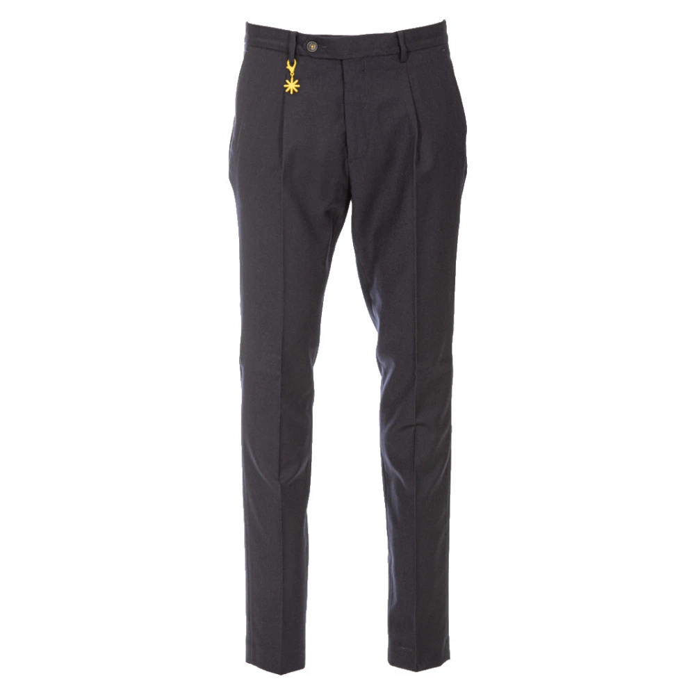 Manuel Ritz Slim Fit Wollen Broek met Pincet Black Heren