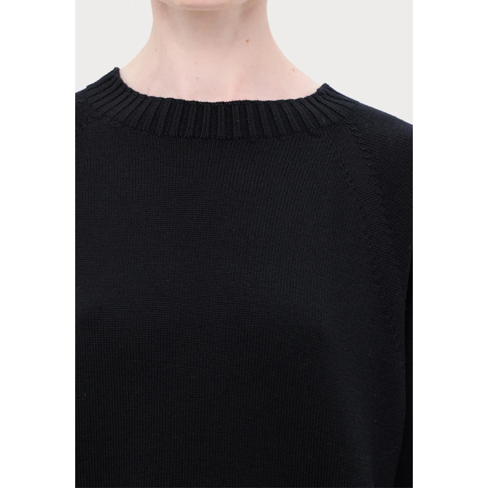 Max Mara Zwarte Crewneck Wollen Trui Black Dames