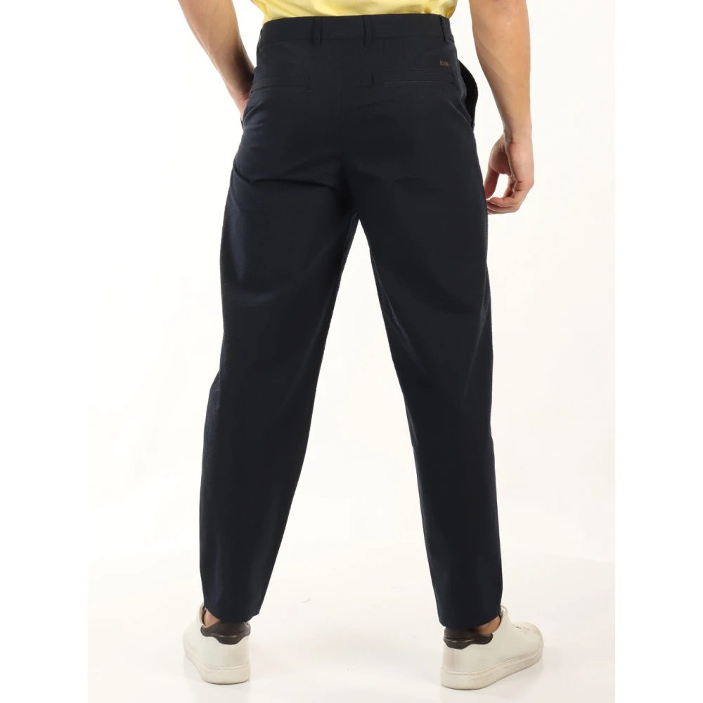 Armani Exchange Seersucker Broek met knoop- en ritssluiting Blue Heren