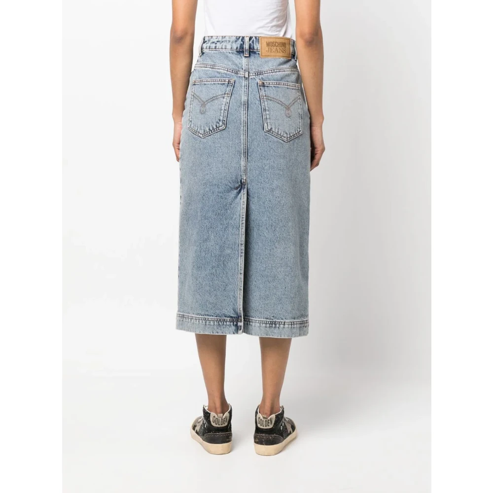 Moschino Denim Rok met Voorsluiting Blue Dames