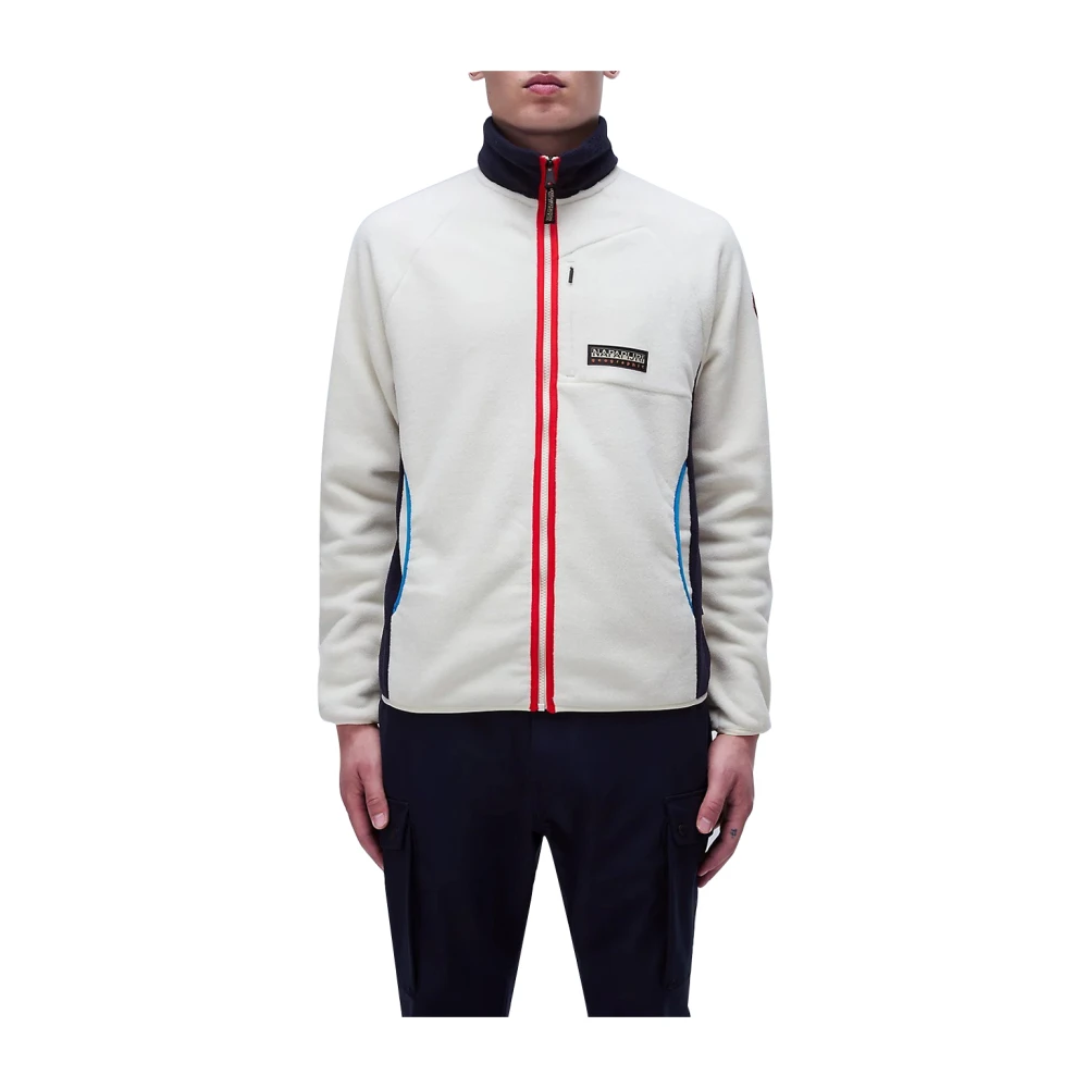 Napapijri Witte Pile Rits Sweater Dolent White Heren
