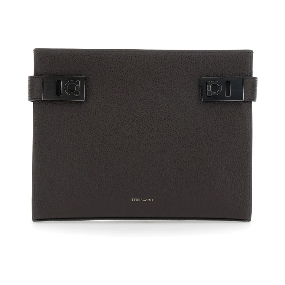 Ferragamo Uomo Marrone - Gancio Embossed Crossbody Bag - Bags - One Size