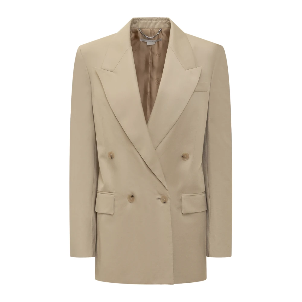 Stella Mccartney Double-breasted blazer met V-hals Beige Dames