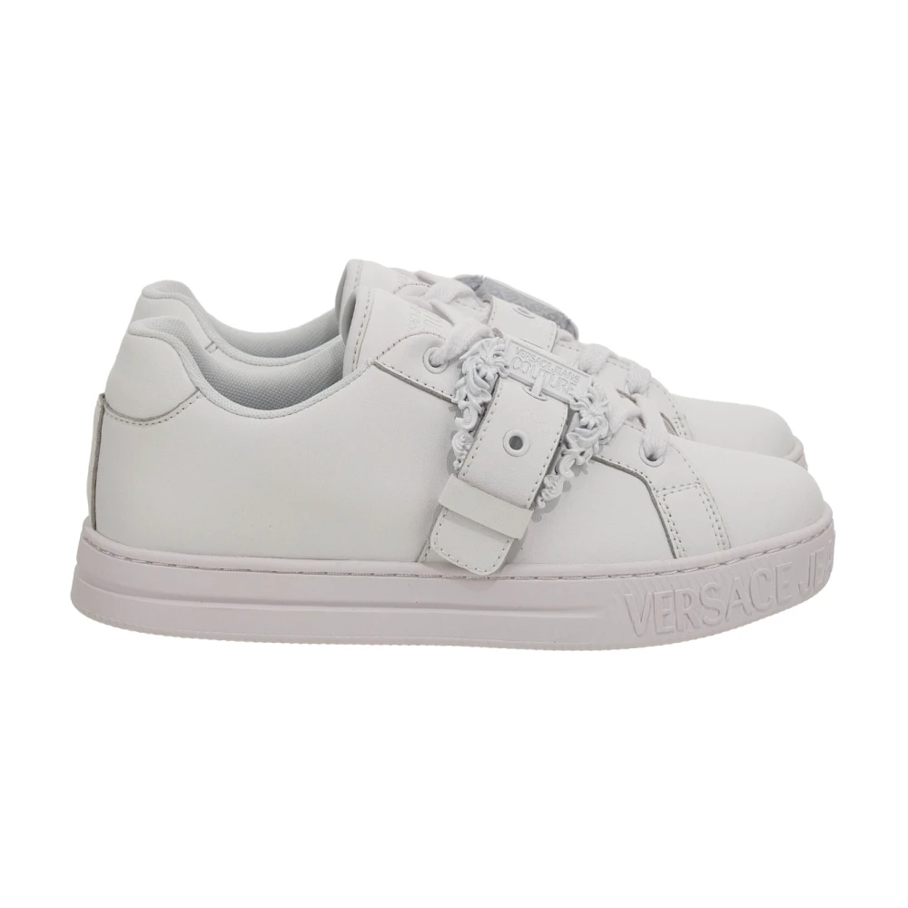 Versace Jeans Couture Women's White Buckle-Strap Sneakers