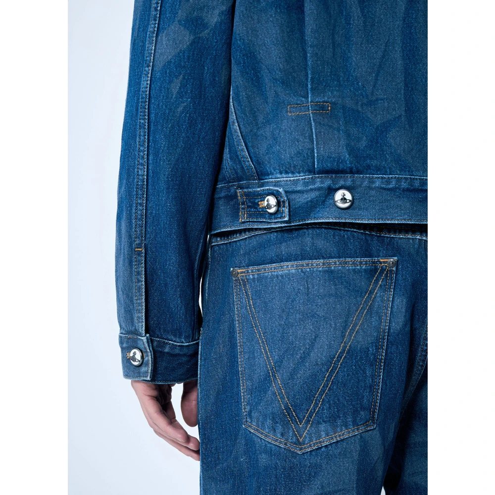 Vivienne Westwood Orb Versierde Denim Jack Blue Heren