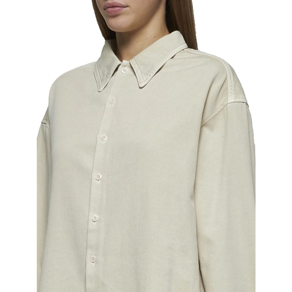 Lemaire Gedraaide Denim Overhemd Beige Dames