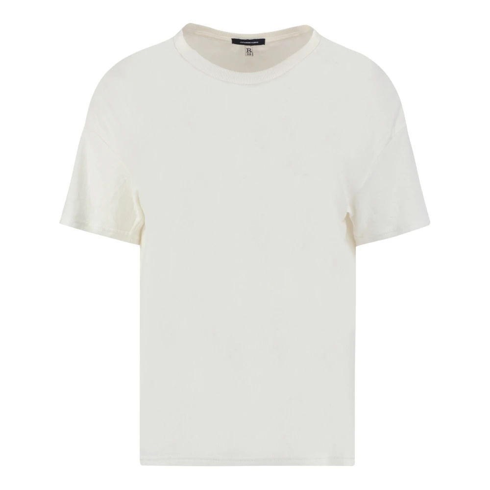 R13 Geribbelde katoenen T-shirt White Dames